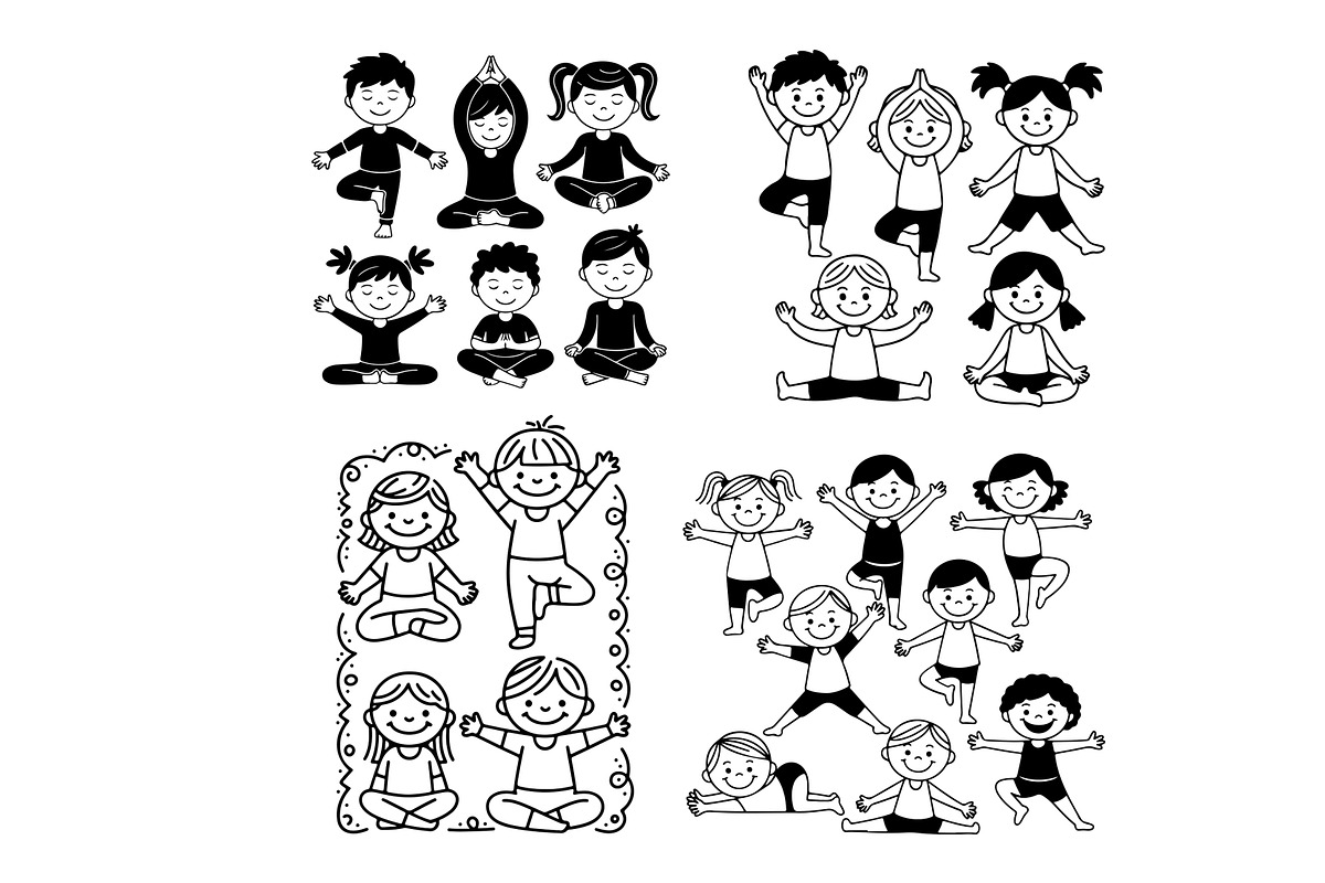 Kids’ yoga svg set, an Illustration by SketchArtStudio (Photo 3 of 3)