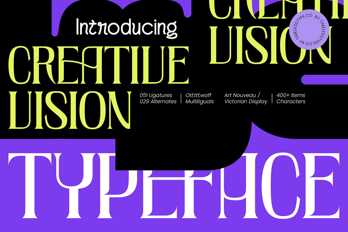 Creative Vision Victorian Display, a Serif Font by timelesstype.co (Photo 1 of 10)
