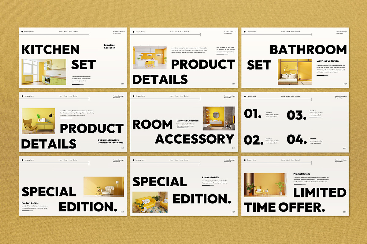 Furniture Catalogue Google Slide, a Presentation Template by graphicook (Photo 2 of 4)