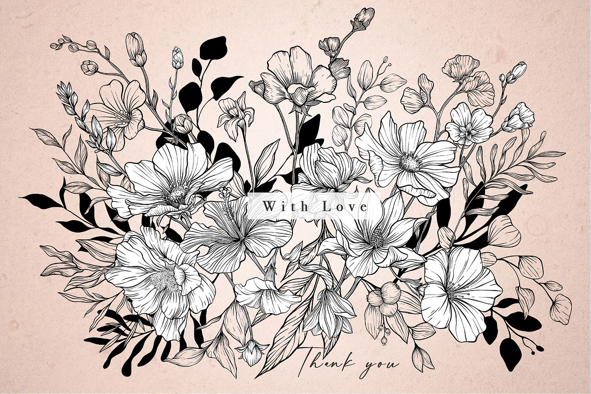 VINTAGE GARDEN FLOWERS, a Decorative Illustration by Papatongartist (Photo 9 of 9)