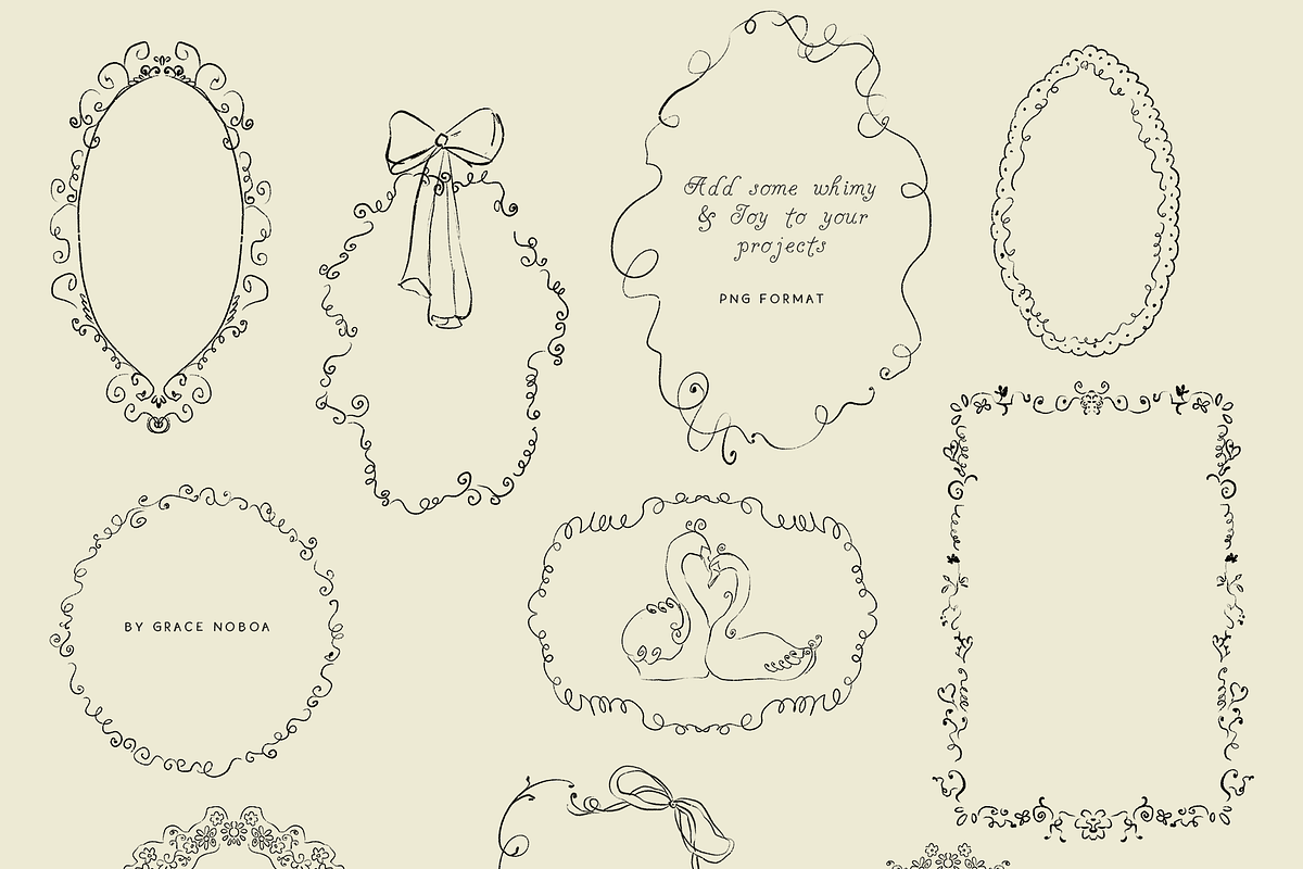 Line art hand drawn spiral frames, an Object Graphic by Grace Noboa Illustrations (Photo 3 of 13)