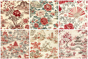 Red & White Chinoiserie Digital Pape, a Texture Graphic by CitraGraphics (Thumbnail 3 of 9)