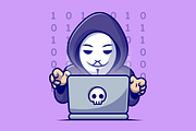Cute Hacker Operating Laptop Cartoon, a Person Illustration by Catalyst Labs (Thumbnail 3 of 3)