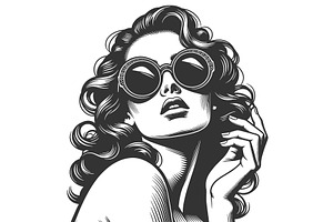 Glamour Woman Round Sunglasses, an Object Illustration by AlexArt