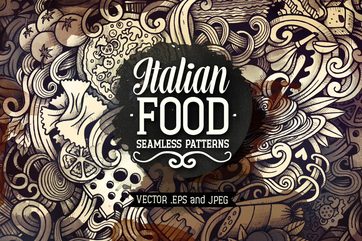 Italian Food Graphics Patterns, a Pattern Graphic by BALABOLKA (Photo 1 of 6)