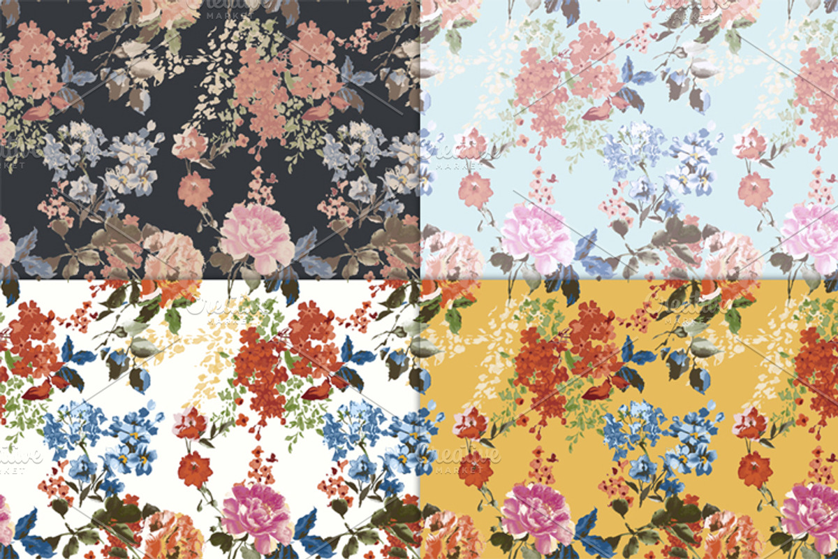 Vintage Floral Digital Paper preview 2