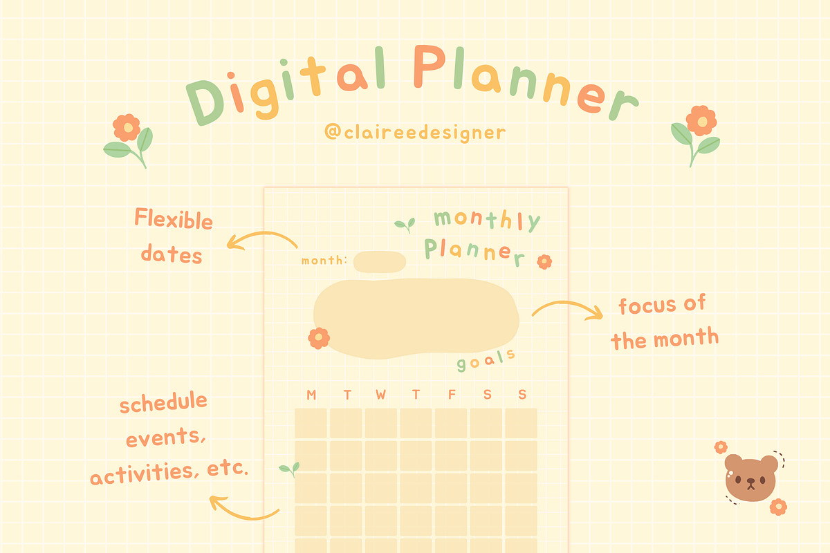 Warm Pastel Digital Planner Set, a Stationery Template by Clairee Design Studio (Photo 4 of 6)