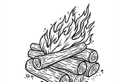 Vintage Campfire Illustration, a Seasonal Illustration by CarWrap design (Thumbnail 2 of 3)