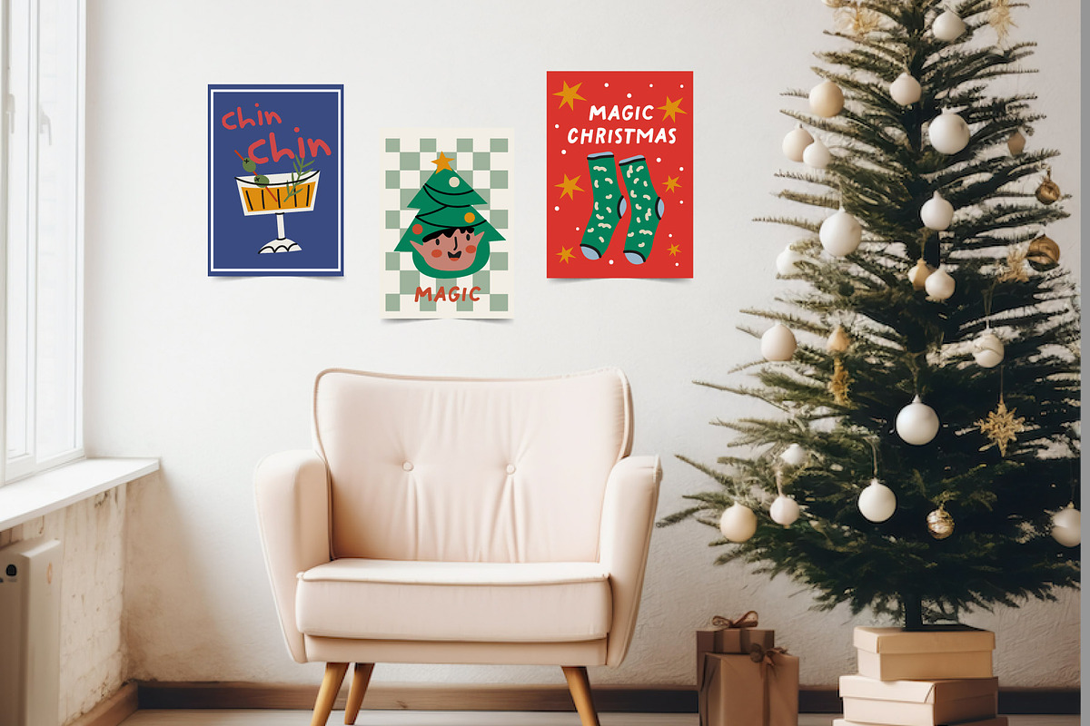 Christmas Retro Posters Collection, a Seasonal Illustration by Luamor (Photo 3 of 7)