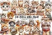 Cute Autumn Kitten Clipart, an Illustration by Libby Wishes (Thumbnail 1 of 6)
