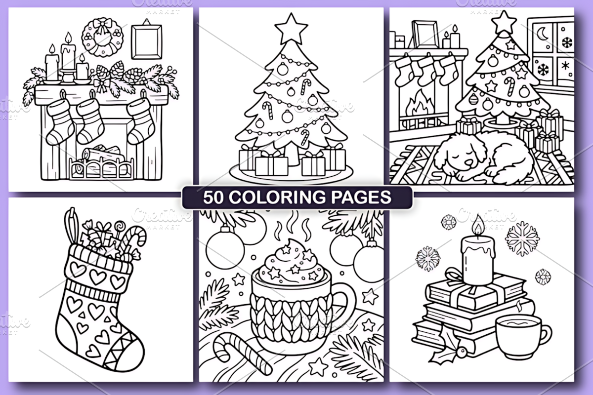 Bold & Easy Cozy Christmas Coloring, a Seasonal Illustration by Design Station (Photo 2 of 6)