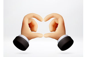 3D human hands making heart gesture., an Object Illustration by Abscent