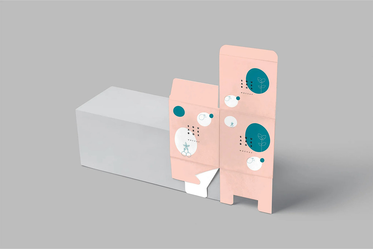Unfolded Square Box Mockups, a Packaging Mockup by megostudi0 (Photo 2 of 6)
