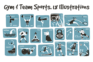18 Gym & Team Sports Illustrations