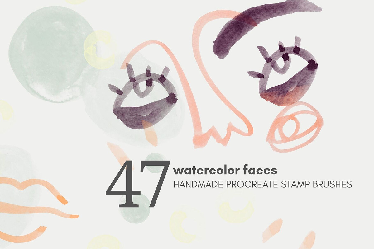 ProCreate watercolor face elements, a Brush Add-On by dxxb studio (Photo 1 of 3)