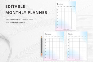 Editable Monthly Planner