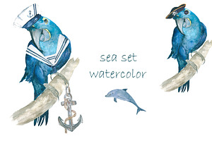 Sea set  watercolor 