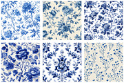 Blue French Toile Floral Pattern, a Pattern Graphic by DreamArtGraphic (Thumbnail 5 of 5)
