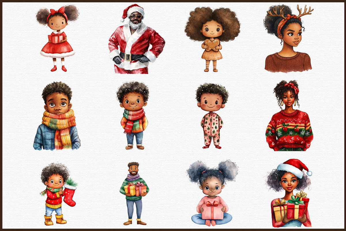 Christmas African American Clipart, an Illustration by Sublimation Artist (Photo 3 of 6)