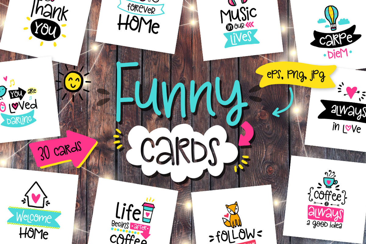 30 Funny Lettering Cards Collection!, a Card Template by Velliniki (Photo 1 of 5)