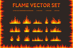 Set of multiple stylized flames