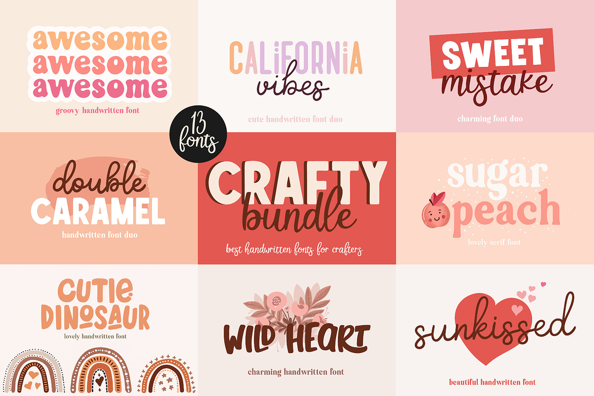 Crafty Bundle - 13 Handwritten Fonts, a Script Font by BarcelonaShop (Photo 1 of 11)