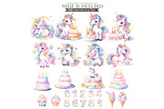 Pastel Unicorn Watercolor Clipart, an Illustration by CharmClipart (Thumbnail 2 of 10)