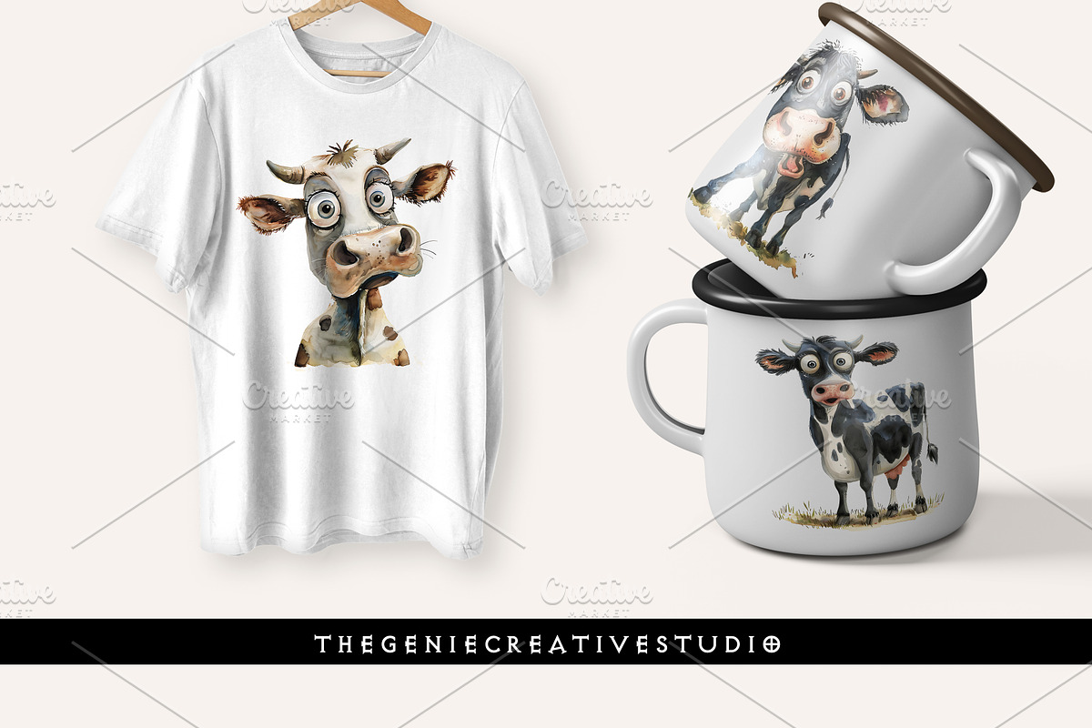 Cartoon Cow PNG Clipart Set, an Animal Illustration by Geniecreativestudio (Photo 8 of 9)