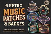 Retro Music Patch Badge PNG Bundle, an Object Graphic by NH graphic (Thumbnail 2 of 3)
