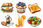 Watercolor Lazy Brunch Day Clipart, an Illustration by Designworld (Thumbnail 3 of 7)