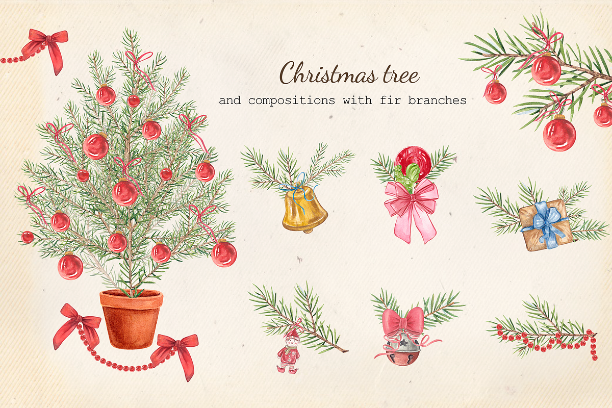 Christmas Treats & Decor watercolor, a Decorative Illustration by Nastya Che (Photo 4 of 11)