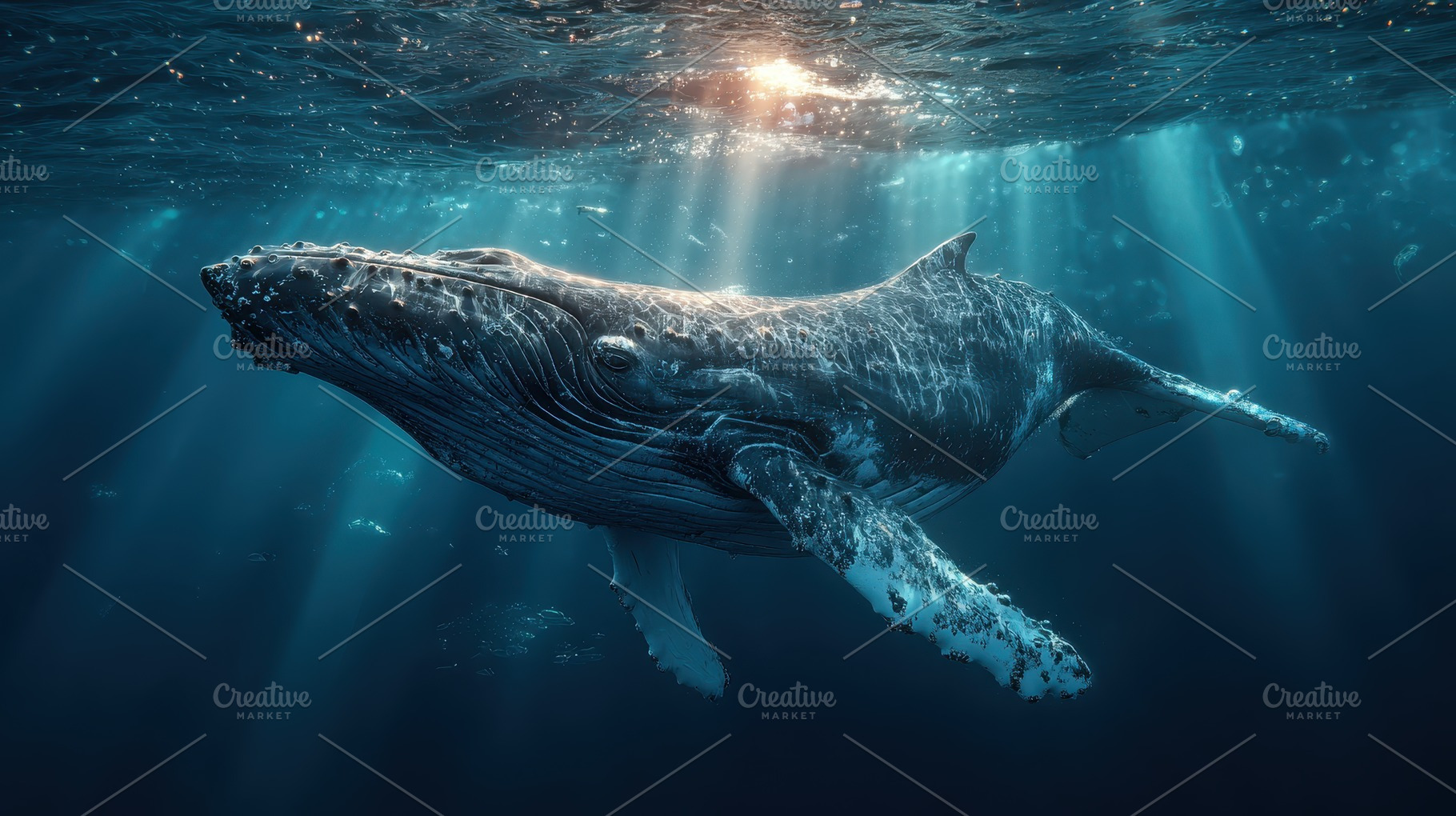 Majestic Humpback Whale Underwater S, a Photo by Pixeness Studio