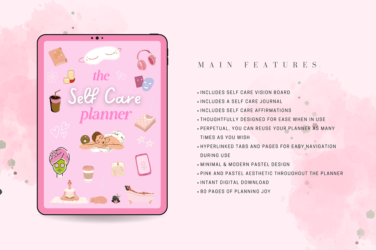 Self Care Planner, Wellbeing Planner, a Templates & Theme by MariaKariBakken (Photo 7 of 7)