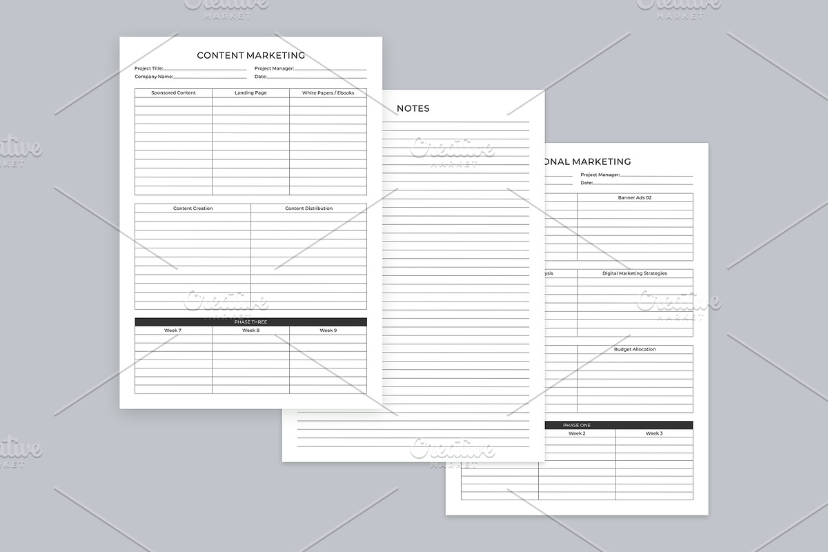 Marketing Planning Pages Set V-01, a Stationery Template by shahsoft (Photo 2 of 3)