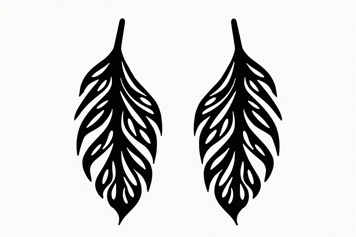Leaf Earring Silhouette Bundle, an Object Graphic by balal (Photo 12 of 15)