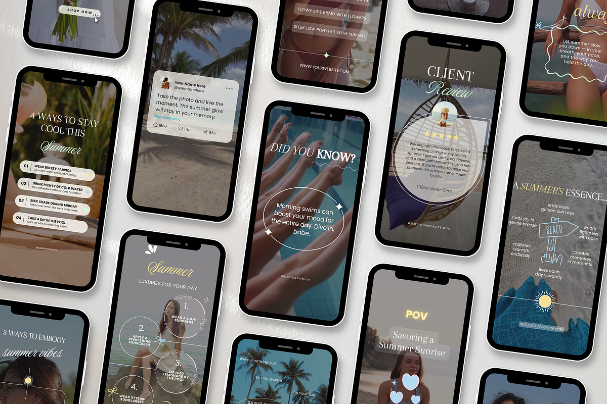100 Summer Aesthetic Reels Templates, a Social Media Template by DigiPax (Photo 3 of 10)