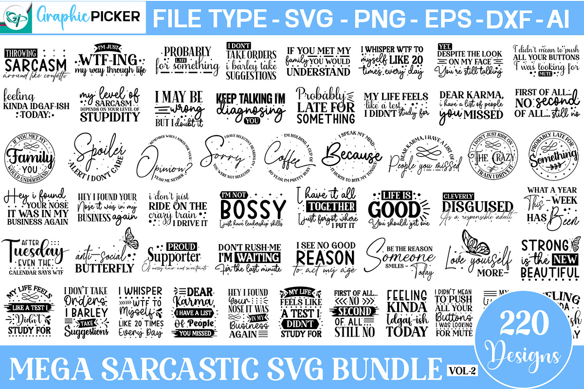 Mega Sarcastic SVG Bundle, an Object Graphic by GraphicPicker