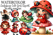 Watercolor Ladybug Girl Clipart, an Illustration by Rose Art (Thumbnail 1 of 7)