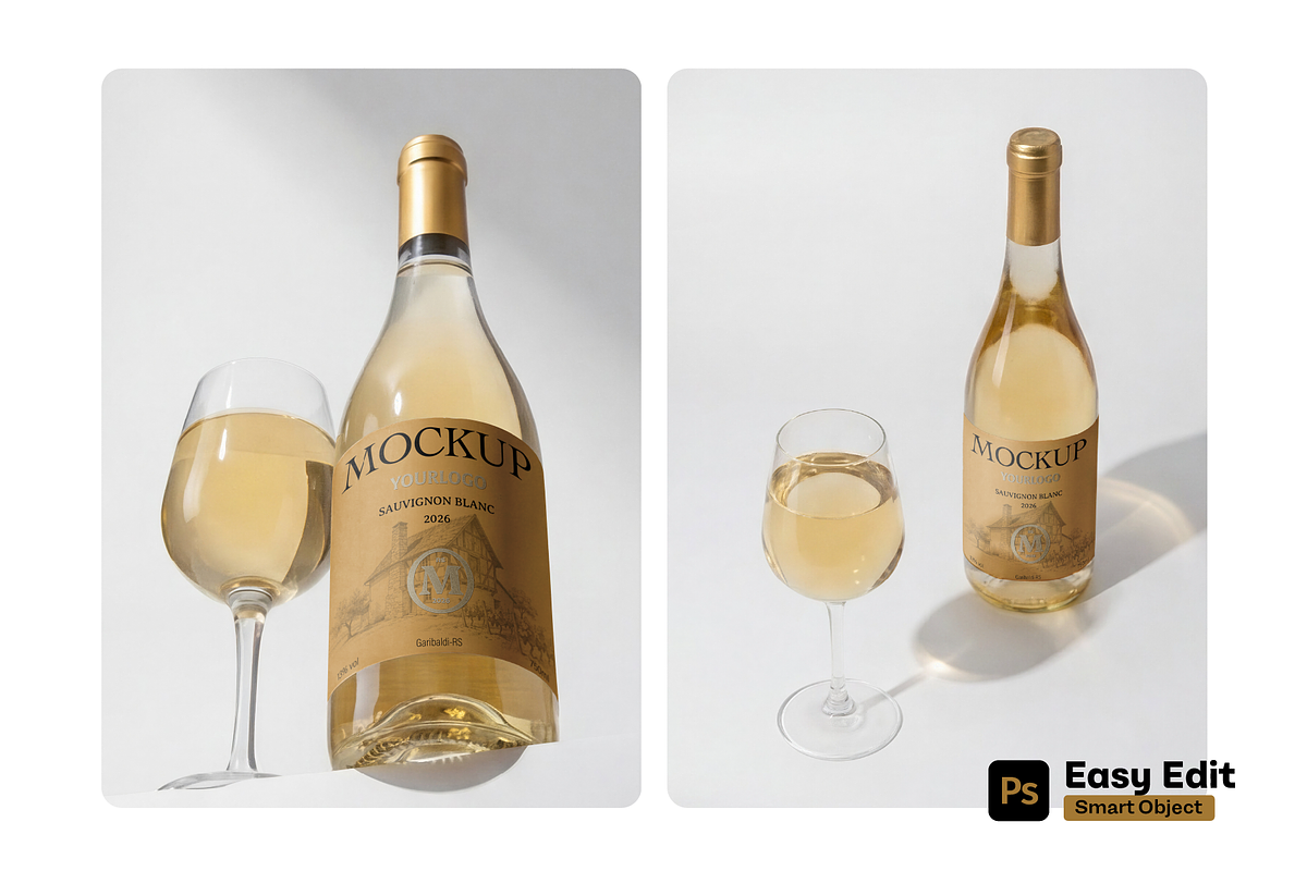 White Wine Bottle Label Mockup, a Packaging Mockup by rodrigofkaminski (Photo 2 of 5)