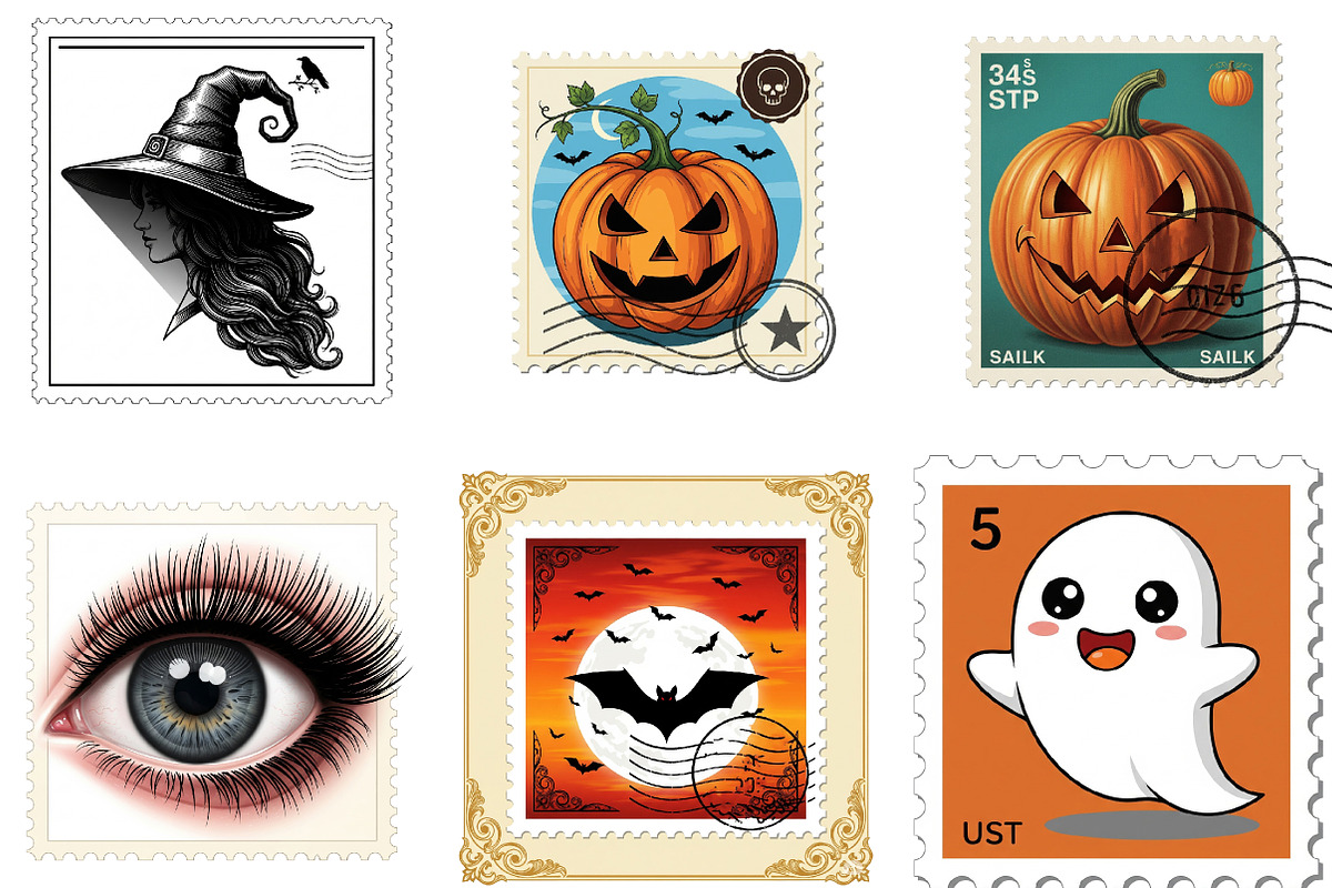 Halloween Postage Stamp Sublimation, an Illustration by DreamArtGraphic (Photo 2 of 5)