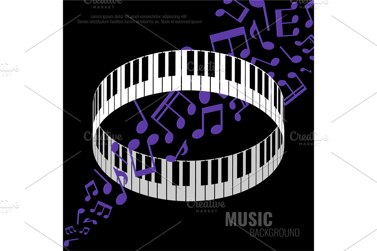 Music Background with Round Piano, a Decorative Illustration by PsychocheArt (Photo 1 of 3)