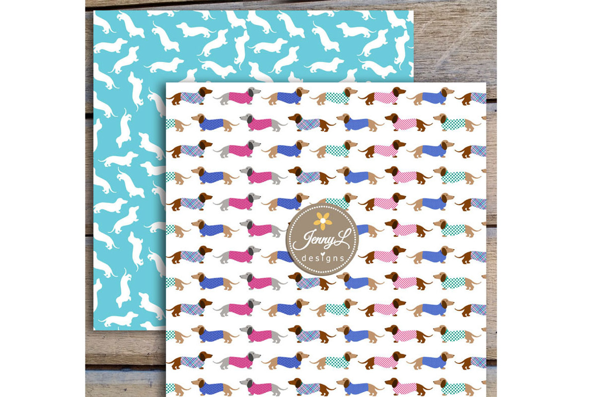 Dachshund Dog Digital Paper Clipart, an Animal Illustration by JennyL Designs (Photo 5 of 6)