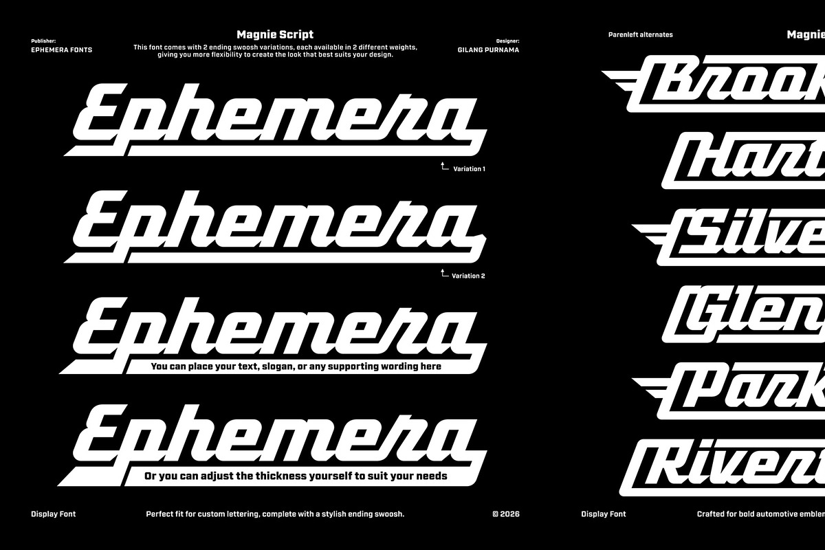 Magnie – Indie Rock Display Font, a Script Font by Spencer & Sons Co. (Photo 9 of 17)