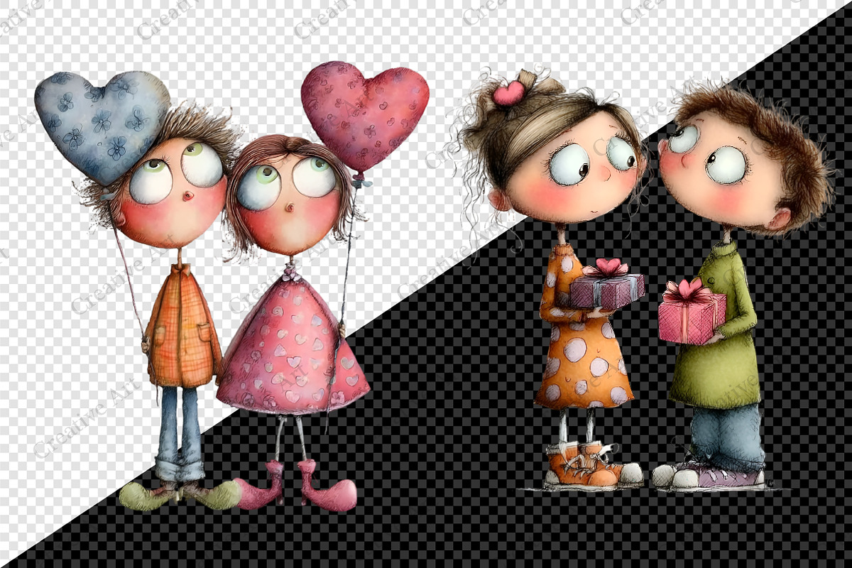 Valentine Quirky Couple Clipart, an Illustration by Creative Art (Photo 7 of 9)