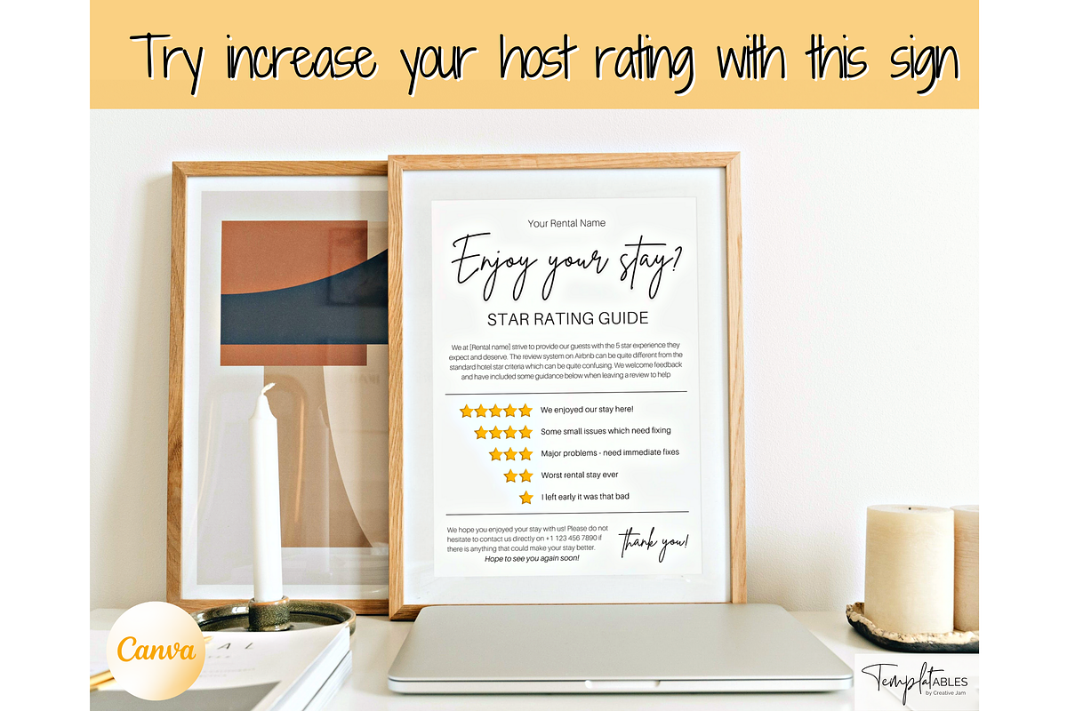 Airbnb Rating Sign, Host Review VRBO, a Poster Template by Templatables (Photo 2 of 9)