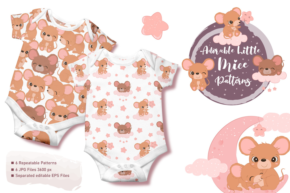 Adorable Little Mice Patterns, a Pattern Graphic by DrawStudio1988 (Photo 4 of 11)