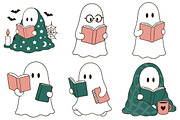 Halloween Bookish Ghost PNG Bundle, a Seasonal Illustration by Daily.Designs (Thumbnail 2 of 4)