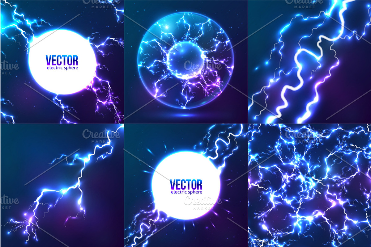 6 lightnings backgrounds (eps+jpg) preview 2