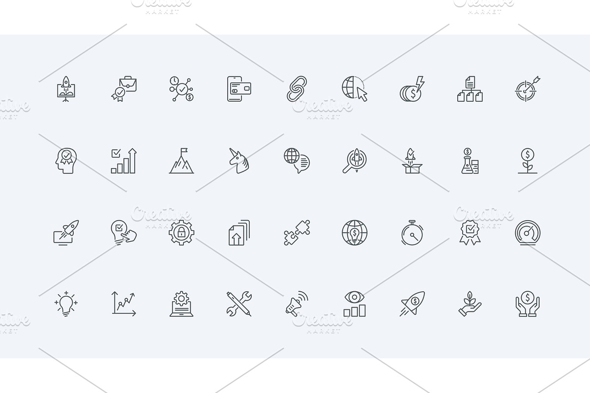 Business startup strategy icons, an Object Illustration by Lemberg Vector
