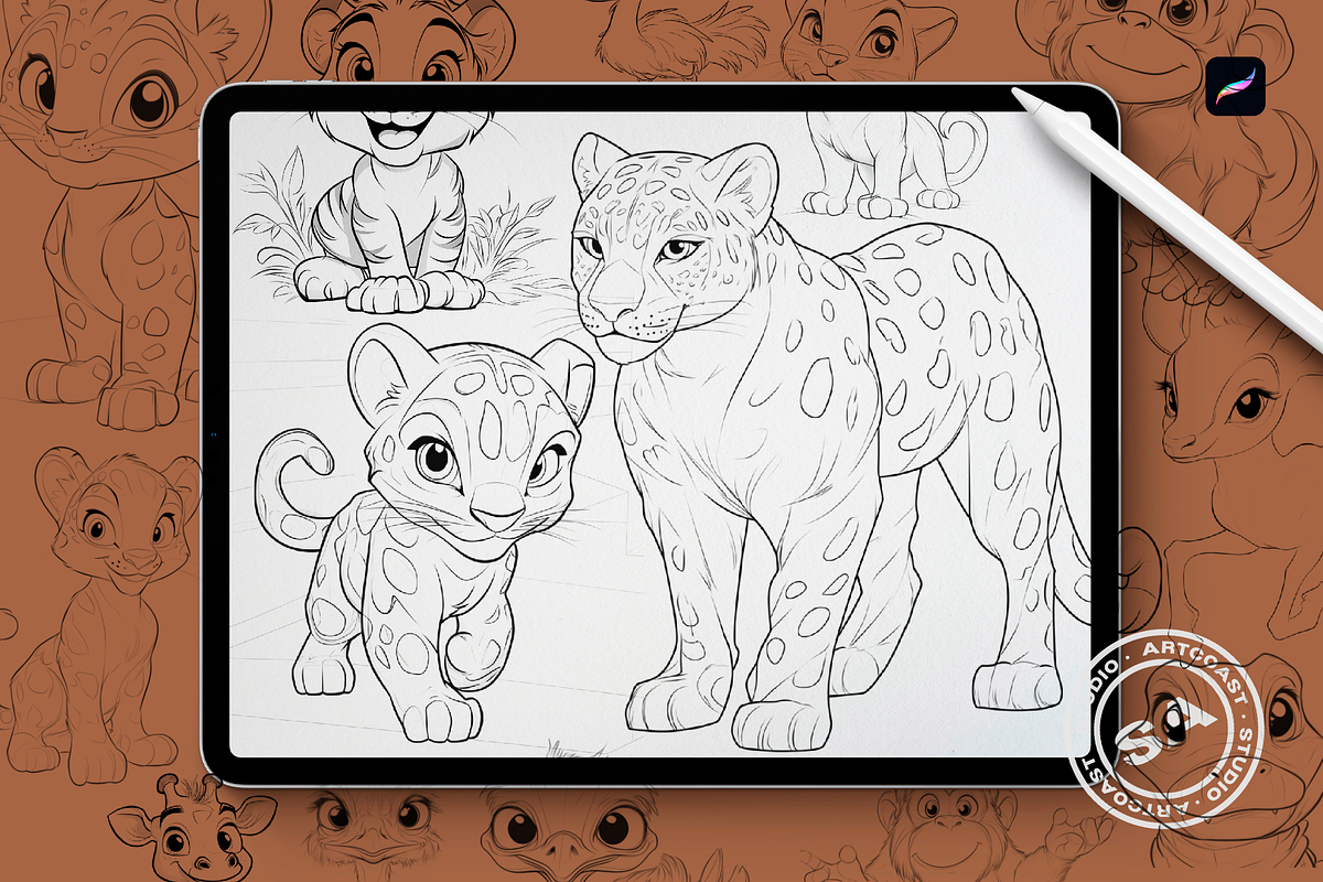 PROCREATE STAMP SAFARI ANIMALS, a Shape Add-On by Spasibenko Art (Photo 3 of 5)
